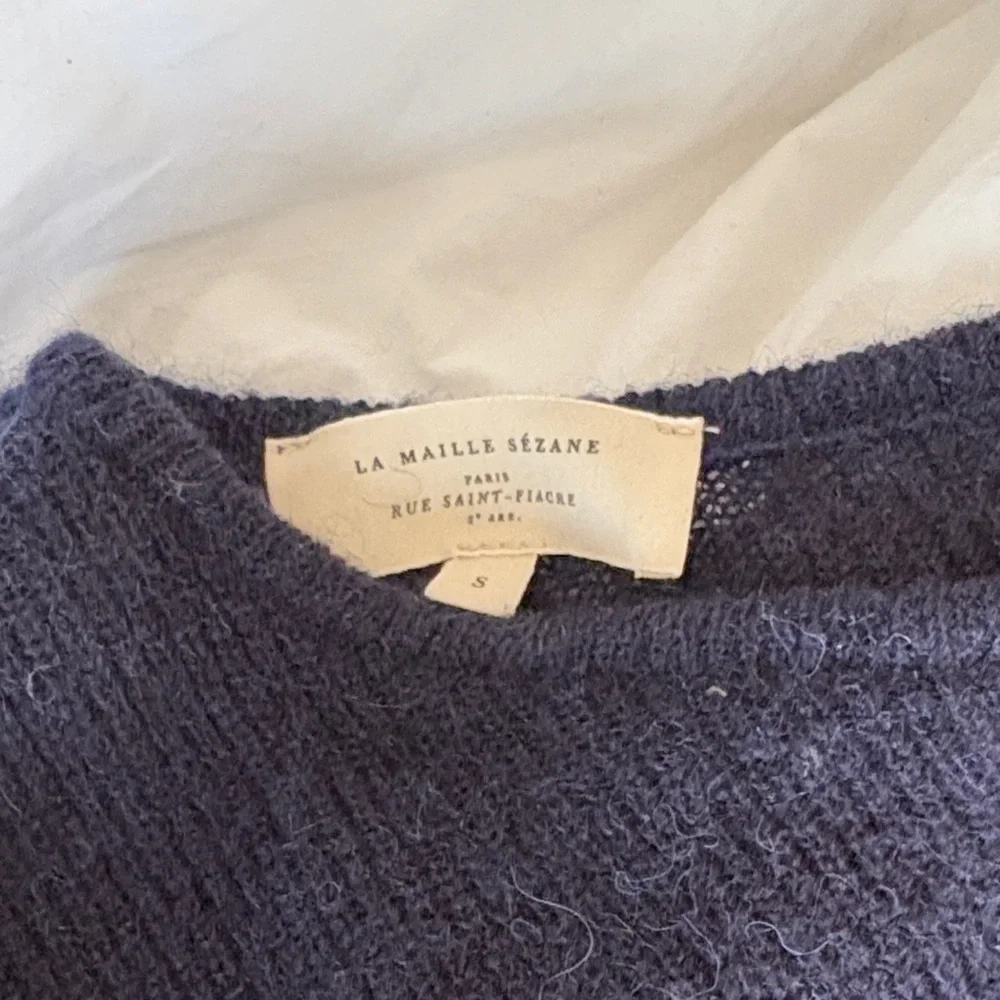 Sezane Blue Button-Front Wool Cardigan - Picture 2 of 3